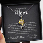 To My Mom Necklace, To My Beautiful Mom Necklace, Mother's Day Gift For Mom From Son, Thank You Mom Sunflower Pendant Necklace