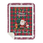 Personalized Gift Tartan Plaid Blanket Clan Hopkirk With Funny Santa Snowman Reindeer Merry Christmas Gift Sherpa Blanket, blue plaid sherpa blanket,blue tartan sherpa blanket,Buchan,buffalo plaid sherpa blanket,christmas sherpa blanket,Christmas Throw Blanket