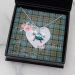 Sea Turtle Necklace Gift for My Beautiful Girlfriend Valentines Necklace Clan Paisley Tartan Blue Turtle Necklace