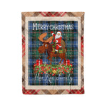 Personalized Gift Plaid Tartan Blanket Clan MacRae Hunting Ancient With Moose Lover Xmas Gift Santa Riding Christmas Fleece Blanket