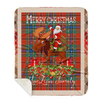 Personalized Gift Plaid Tartan Blanket Clan MacLean Of Duart Ancient With Moose Lover Xmas Gift Santa Riding Plaid Christmas Sherpa Blanket