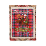 Personalized Gift Plaid Tartan Blanket Clan Udny With Moose Lover Xmas Gift Santa Riding Christmas Fleece Blanket