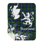 Sherpa Blanket - Tartan Blanket Thistle and Lion Scottish Clan MacEwen Hunting Plaid Blanket, plaid sherpa blanket queen,purple sherpa blanket,queen sherpa blanket,queen size sherpa blanket,red sherpa blanket,scottish tartan blankets,sherpa blanket,sherpa christmas blanket