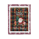 Personalized Gift Tartan Plaid Blanket Clan Fulton With Funny Santa Snowman Reindeer Merry Christmas Fleece Blanket, Christmas Blanket, Plaid Blanket, Tartan Blanket,Scottish Blanket