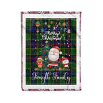 Personalized Gift Tartan Plaid Blanket Clan Forsyth With Funny Santa Snowman Reindeer Merry Christmas Fleece Blanket, Christmas Blanket, Plaid Blanket, Tartan Blanket,Scottish Blanket