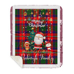 Personalized Gift Tartan Plaid Blanket Clan Roxburgh With Funny Santa Snowman Reindeer Merry Christmas Gift Sherpa Blanket, blue plaid sherpa blanket,blue tartan sherpa blanket,Buchan,buffalo plaid sherpa blanket,christmas sherpa blanket,Christmas Throw Blanket
