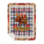 Personalized Gift Plaid Tartan Blanket Clan Hannay Grey With Moose Lover Xmas Gift Santa Riding Buffalo Plaid Christmas Sherpa Blanket