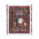 Personalized Gift Tartan Plaid Blanket Clan Hopkirk With Funny Santa Snowman Reindeer Merry Christmas Fleece Blanket, Christmas Blanket, Plaid Blanket, Tartan Blanket,Scottish Blanket