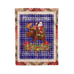 Personalized Gift Plaid Tartan Blanket Clan Ochterlony With Moose Lover Xmas Gift Santa Riding Christmas Fleece Blanket