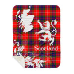 Sherpa Blanket - Tartan Blanket Thistle and Lion Scottish Clan Fraser Modern Plaid Blanket, plaid sherpa blanket queen,purple sherpa blanket,queen sherpa blanket,queen size sherpa blanket,red sherpa blanket,scottish tartan blankets,sherpa blanket,sherpa christmas blanket