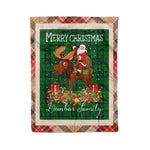 Personalized Gift Plaid Tartan Blanket Clan Dunbar Hunting With Moose Lover Xmas Gift Santa Riding Christmas Fleece Blanket