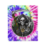 Scotstee Shop - Scotstee Shop Blanket Grim Reaper Stoner Weed Artsy Neon Rainbow Tie Dye Watercolor Hippie Fleece Blanket