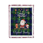 Personalized Gift Tartan Plaid Blanket Clan Oliphant With Funny Santa Snowman Reindeer Merry Christmas Fleece Blanket, Home Living Room, Plaid Blanket, Tartan Blanket, Scottish Blanket, Buffalo fleece blanket, Christmas Blanket
