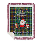 Personalized Gift Tartan Plaid Blanket Clan Ferguson Modern With Funny Santa Snowman Reindeer Merry Christmas Gift Sherpa Blanket, blue plaid sherpa blanket,blue tartan sherpa blanket,Buchan,buffalo plaid sherpa blanket,christmas sherpa blanket,Christmas Throw Blanket