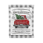 Scotstee Shop - Tartan Blanket Vintage Red Truck with Christmas Tree Family Scottish Clan Erskine Black and White Plaid Blanket