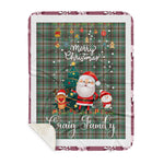 Personalized Gift Tartan Plaid Blanket Clan Craig With Funny Santa Snowman Reindeer Merry Christmas Gift Sherpa Blanket, blue plaid sherpa blanket,blue tartan sherpa blanket,Buchan,buffalo plaid sherpa blanket,christmas sherpa blanket,Christmas Throw Blanket