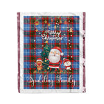 Personalized Gift Tartan Plaid Blanket Clan Spalding With Funny Santa Snowman Reindeer Merry Christmas Fleece Blanket, Home Living Room, Plaid Blanket, Tartan Blanket, Scottish Blanket, Buffalo fleece blanket, Christmas Blanket