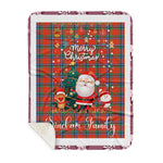 Personalized Gift Tartan Plaid Blanket Clan Sinclair Ancient With Funny Santa Snowman Reindeer Merry Christmas Gift Sherpa Blanket, blue plaid sherpa blanket,blue tartan sherpa blanket,Buchan,buffalo plaid sherpa blanket,christmas sherpa blanket,Christmas Throw Blanket