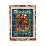 Personalized Gift Plaid Tartan Blanket Clan Gordon Ancient With Moose Lover Xmas Gift Santa Riding Christmas Fleece Blanket