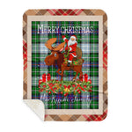 Personalized Gift Plaid Tartan Blanket Clan MacKenzie Dress Modern With Moose Lover Xmas Gift Santa Riding Buffalo Plaid Christmas Sherpa Blanket