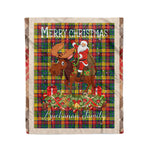 Personalized Gift Plaid Tartan Blanket Clan Buchanan With Moose Lover Xmas Gift Santa Riding Christmas Fleece Blanket