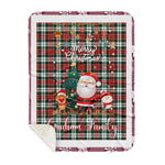 Personalized Gift Tartan Plaid Blanket Clan Graham With Funny Santa Snowman Reindeer Merry Christmas Gift Sherpa Blanket, blue plaid sherpa blanket,blue tartan sherpa blanket,Buchan,buffalo plaid sherpa blanket,christmas sherpa blanket,Christmas Throw Blanket