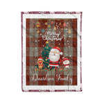 Personalized Gift Tartan Plaid Blanket Clan Davidson Dress Dancers With Funny Santa Snowman Reindeer Merry Christmas Fleece Blanket, Home Living Room, Plaid Blanket, Tartan Blanket, Scottish Blanket, Buffalo fleece blanket, Christmas Blanket