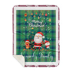 Personalized Gift Tartan Plaid Blanket Clan Kennedy Ancient With Funny Santa Snowman Reindeer Merry Christmas Gift Sherpa Blanket, blue plaid sherpa blanket,blue tartan sherpa blanket,Buchan,buffalo plaid sherpa blanket,christmas sherpa blanket,Christmas Throw Blanket