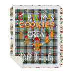 Personalized Gift Tartan Plaid Blanket Clan Bell With Christmas Cookie Baking Crew Christmas Gift Sherpa Blanket, tartan sherpa blanket,buffalo plaid sherpa blanket,christmas sherpa blanket,Christmas Throw Blanket,green plaid sherpa blanket,green sherpa blanket