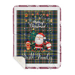 Personalized Gift Tartan Plaid Blanket Clan Scott Green Modern With Funny Santa Snowman Reindeer Merry Christmas Gift Sherpa Blanket, blue plaid sherpa blanket,blue tartan sherpa blanket,Buchan,buffalo plaid sherpa blanket,christmas sherpa blanket,Christmas Throw Blanket