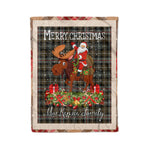 Personalized Gift Plaid Tartan Blanket Clan MacKenzie Weathered With Moose Lover Xmas Gift Santa Riding Christmas Fleece Blanket