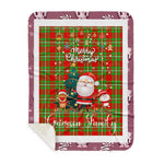 Personalized Gift Tartan Plaid Blanket Clan Grierson With Funny Santa Snowman Reindeer Merry Christmas Gift Sherpa Blanket, blue plaid sherpa blanket,blue tartan sherpa blanket,Buchan,buffalo plaid sherpa blanket,christmas sherpa blanket,Christmas Throw Blanket