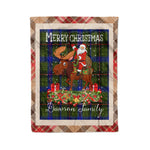 Personalized Gift Plaid Tartan Blanket Clan Dawson With Moose Lover Xmas Gift Santa Riding Christmas Fleece Blanket