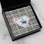 Sea Turtle Necklace Gift for My Beautiful Girlfriend Valentines Necklace Clan Scott Black White Ancient Tartan Blue Turtle Necklace