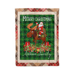 Personalized Gift Plaid Tartan Blanket Clan Arthur With Moose Lover Xmas Gift Santa Riding Christmas Fleece Blanket