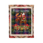 Personalized Gift Plaid Tartan Blanket Clan MacLennan With Moose Lover Xmas Gift Santa Riding Christmas Fleece Blanket