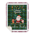 Personalized Gift Tartan Plaid Blanket Clan Cranstoun With Funny Santa Snowman Reindeer Merry Christmas Gift Sherpa Blanket, blue plaid sherpa blanket,blue tartan sherpa blanket,Buchan,buffalo plaid sherpa blanket,christmas sherpa blanket,Christmas Throw Blanket