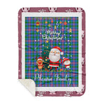 Personalized Gift Tartan Plaid Blanket Clan Pitcairn With Funny Santa Snowman Reindeer Merry Christmas Gift Sherpa Blanket, blue plaid sherpa blanket,blue tartan sherpa blanket,Buchan,buffalo plaid sherpa blanket,christmas sherpa blanket,Christmas Throw Blanket