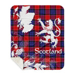 Sherpa Blanket - Tartan Blanket Thistle and Lion Scottish Clan Graham of Menteith Red Plaid Blanket, plaid sherpa blanket queen,purple sherpa blanket,queen sherpa blanket,queen size sherpa blanket,red sherpa blanket,scottish tartan blankets,sherpa blanket,sherpa christmas blanket