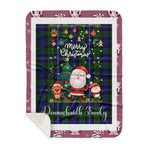 Personalized Gift Tartan Plaid Blanket Clan Donnachaidh Robertson Green With Funny Santa Snowman Reindeer Merry Christmas Gift Sherpa Blanket, blue plaid sherpa blanket,blue tartan sherpa blanket,Buchan,buffalo plaid sherpa blanket,christmas sherpa blanket,Christmas Throw Blanket
