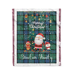 Personalized Gift Tartan Plaid Blanket Clan Sinclair Hunting Ancient With Funny Santa Snowman Reindeer Merry Christmas Fleece Blanket, Home Living Room, Plaid Blanket, Tartan Blanket, Scottish Blanket, Buffalo fleece blanket, Christmas Blanket