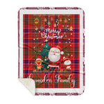 Personalized Gift Tartan Plaid Blanket Clan Lumsden With Funny Santa Snowman Reindeer Merry Christmas Gift Sherpa Blanket, blue plaid sherpa blanket,blue tartan sherpa blanket,Buchan,buffalo plaid sherpa blanket,christmas sherpa blanket,Christmas Throw Blanket