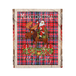 Personalized Gift Plaid Tartan Blanket Clan Udny With Moose Lover Xmas Gift Santa Riding Christmas Fleece Blanket
