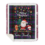 Personalized Gift Tartan Plaid Blanket Clan Nairn With Funny Santa Snowman Reindeer Merry Christmas Gift Sherpa Blanket, blue plaid sherpa blanket,blue tartan sherpa blanket,Buchan,buffalo plaid sherpa blanket,christmas sherpa blanket,Christmas Throw Blanket