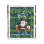 Personalized Gift Tartan Plaid Blanket Clan Marjoribanks Ancient With Funny Santa Snowman Reindeer Merry Christmas Fleece Blanket, Home Living Room, Plaid Blanket, Tartan Blanket, Scottish Blanket, Buffalo fleece blanket, Christmas Blanket