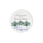 Scotstee Shop - Personalize Name Family First Christmas Mr and Mrs Mountains Trees Wedding Ceramic Ornament, First Christmas In Our New Home Ornament