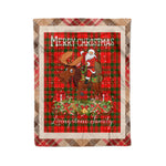 Personalized Gift Plaid Tartan Blanket Clan Livingstone Modern With Moose Lover Xmas Gift Santa Riding Christmas Fleece Blanket