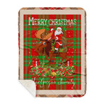 Personalized Gift Plaid Tartan Blanket Clan MacGregor Modern With Moose Lover Xmas Gift Santa Riding Buffalo Plaid Christmas Sherpa Blanket