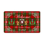 Doormat - Welcome Mat Scottish Clan Dunbar Tartan Door Mat, Plaid Doormat With Thistle and Two Lion Scottish