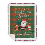 Personalized Gift Tartan Plaid Blanket Clan Menzies Green Ancient With Funny Santa Snowman Reindeer Merry Christmas Gift Sherpa Blanket, blue plaid sherpa blanket,blue tartan sherpa blanket,Buchan,buffalo plaid sherpa blanket,christmas sherpa blanket,Christmas Throw Blanket